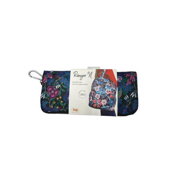 Lug Ranger XL Packable Tote Bag - Navy Blue Floral Flowers New - Picture 1 of 4